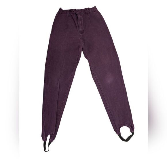 Women's 80s vintage purple Forenza denim stirrup jean pants size 10 one pair - Picture 2 of 6